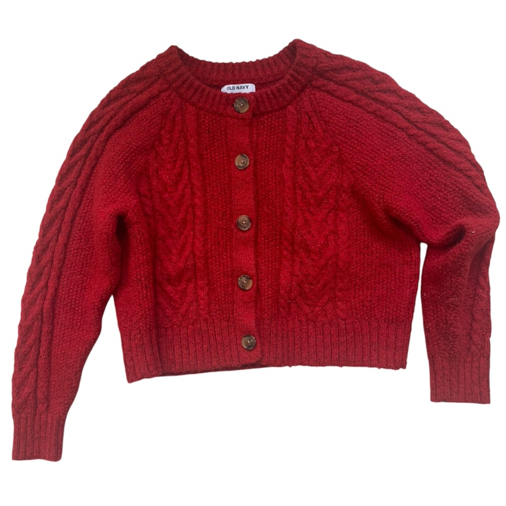 Old Navy Cable Knit Red Cardigan Sz Medium